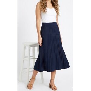 NWT Hyacinth House Pleated Midi Skirt Small Pull On Knit Ribbed Quiet Luxury